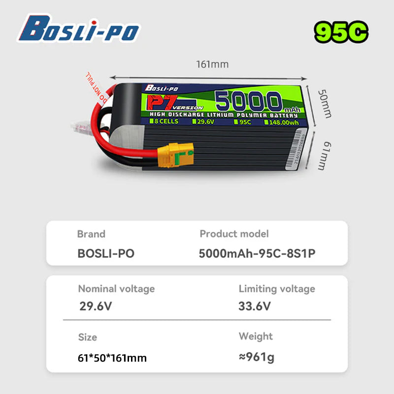 Boslipo P7 Versión 5000mAh 95C - Drone Racing Battery reseña y precio